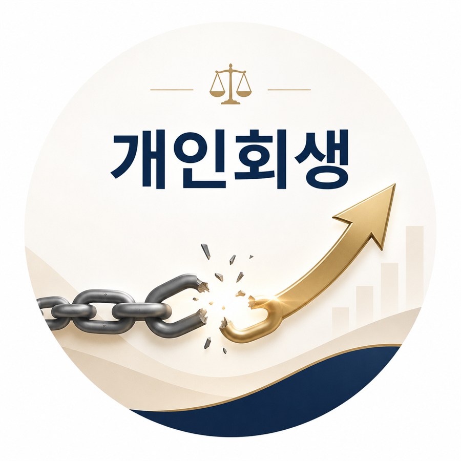 개인회생 절차를 상징하는 끊어진 사슬과 상승 화살표
